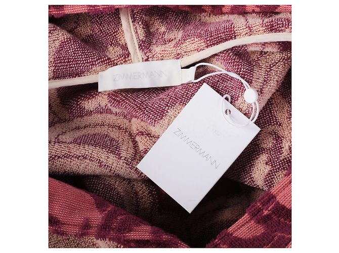 Kaftán Zimmermann Lola con capucha en cotton-terry intarsia y flecos Rosa - vista 6