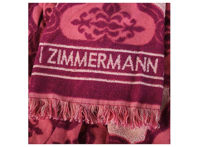Kaftán Zimmermann Lola con capucha en cotton-terry intarsia y flecos Rosa - vista 7