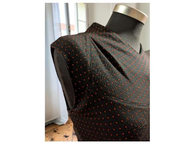 Abito Alaïa a pois nero e rosso - vista 10