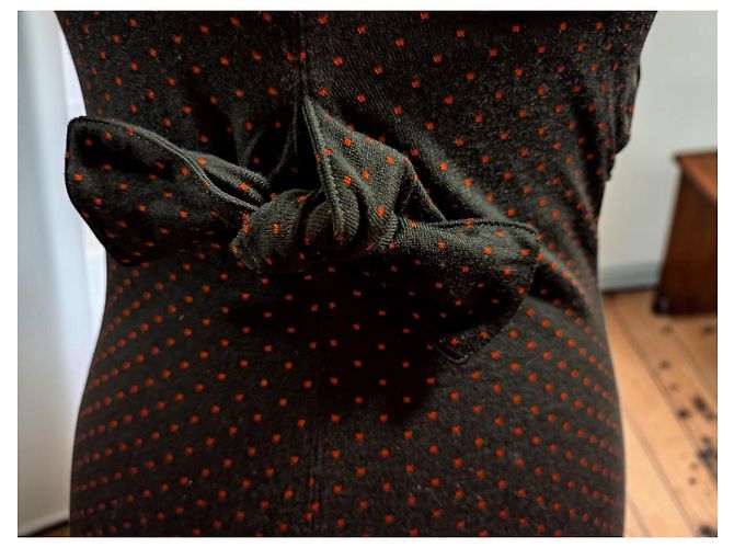 Abito Alaïa a pois nero e rosso - vista 4