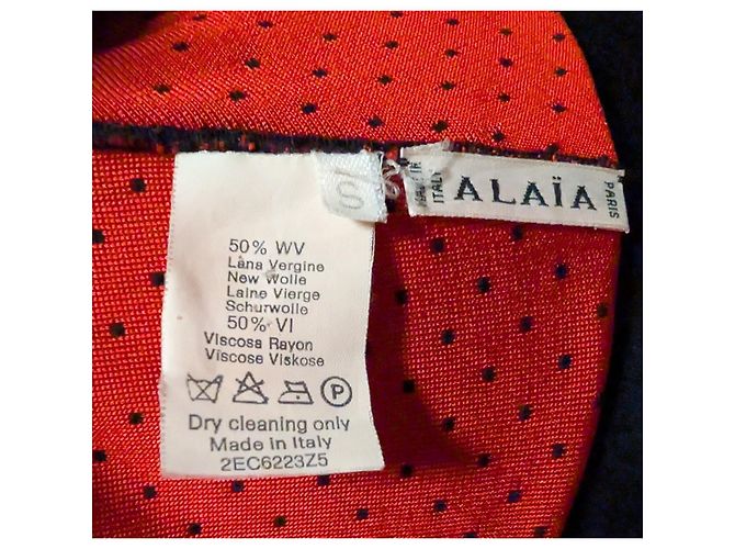 Abito Alaïa a pois nero e rosso - vista 6