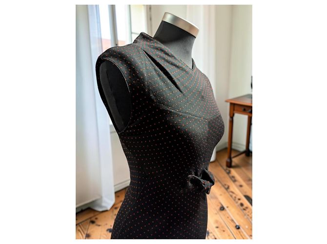Abito Alaïa a pois nero e rosso - vista 7