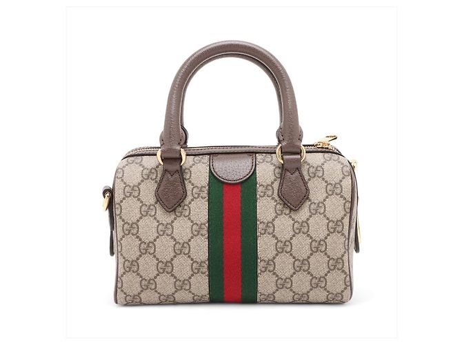 Gucci Borsa Trunk Ophidia GG Small in pelle e canvas GG Supreme Beige - vista 2