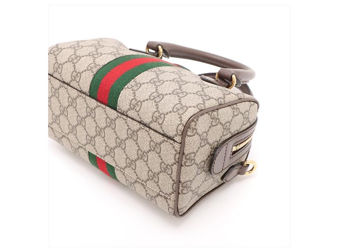 Gucci Borsa Trunk Ophidia GG Small in pelle e canvas GG Supreme Beige - vista 3