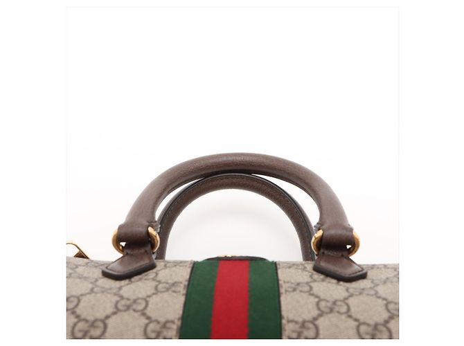 Gucci Borsa Trunk Ophidia GG Small in pelle e canvas GG Supreme Beige - vista 6