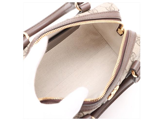 Gucci Borsa Trunk Ophidia GG Small in pelle e canvas GG Supreme Beige - vista 8