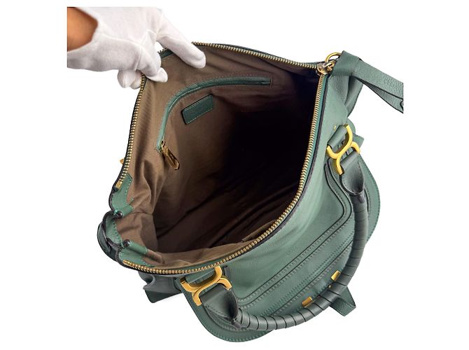 Chloé Borsa a tracolla hobo Marcie Medium in pelle di vitello Eucalyptus Green Verde - vista 6