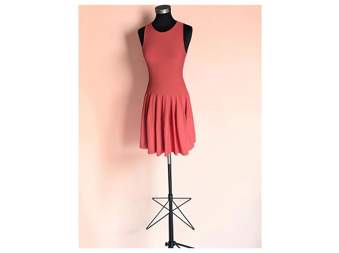 Alexander McQueen Strickkleid Godet Korallenrot - Ansicht 2
