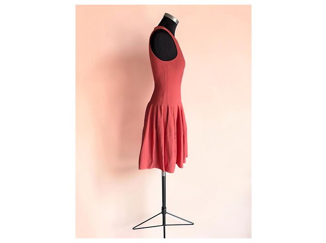 Alexander McQueen Strickkleid Godet Korallenrot - Ansicht 3