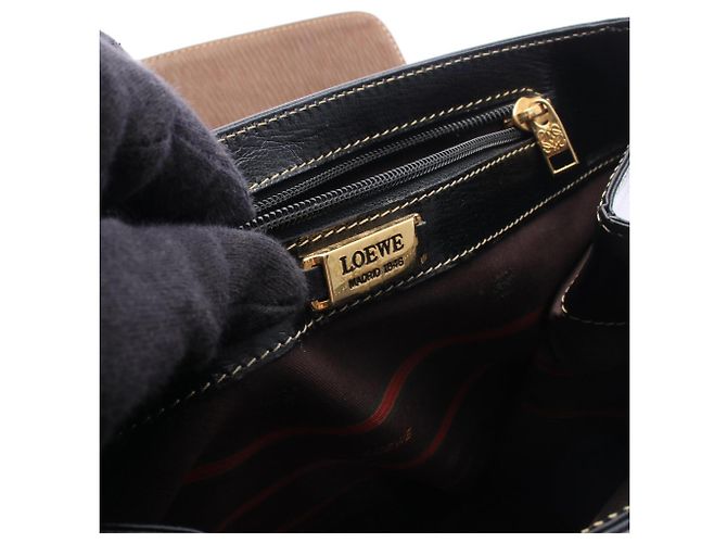 Borsa Loewe Velázquez Twist Marrone Nero - vista 4