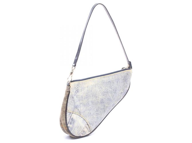 Christian Dior Saddle Bag - Handtasche mit Denim-Muster Braun Mehrfarben Marineblau - Ansicht 2