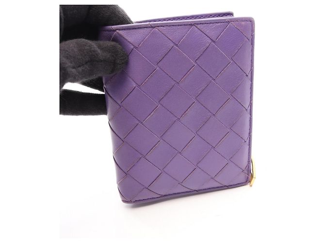 Cartera bi-fold Intrecciato Bottega Veneta Púrpura - vista 14