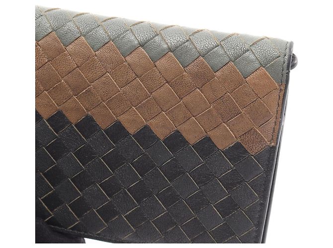 Cartera larga bi-fold Intrecciato Bottega Veneta Beige Verde Azul marino - vista 10