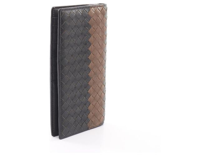 Cartera larga bi-fold Intrecciato Bottega Veneta Beige Verde Azul marino - vista 2