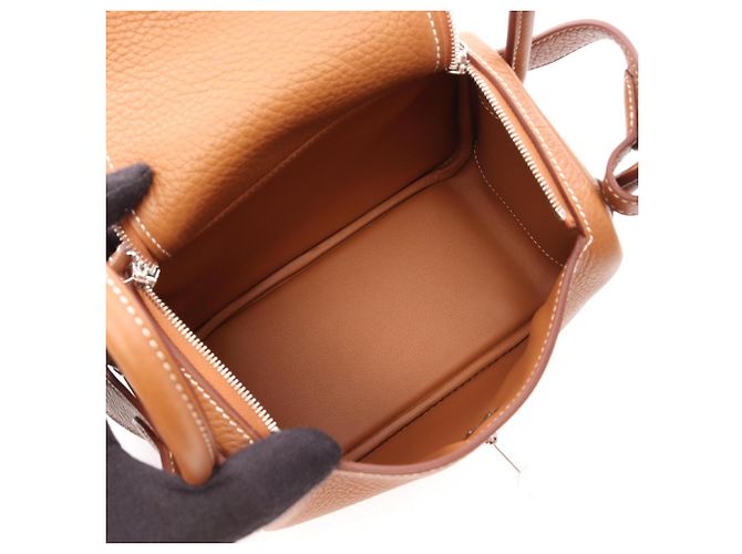 Hermès Borsa a tracolla Hermes Lindy Mini Marrone D'oro - vista 3