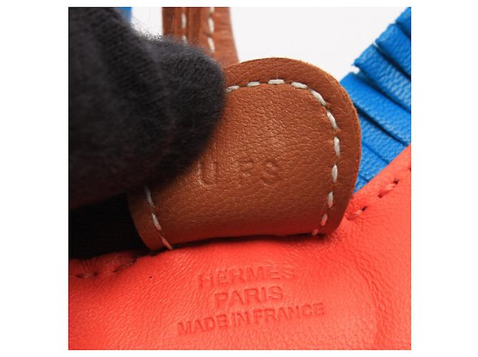 Hermès Charm Hermes Rodeo PM in blu e marrone Rosso - vista 4