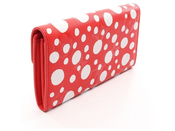 Louis Vuitton LV x YK Portefeuille Sarah Bi-fold Long Wallet Bianco Rosso - vista 2