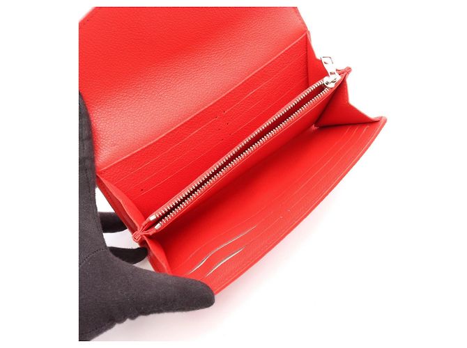 Louis Vuitton LV x YK Portefeuille Sarah Bi-fold Long Wallet Bianco Rosso - vista 3