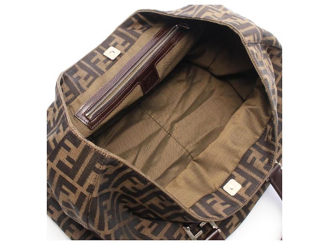 Borsa Tote Fendi Zucca Marrone e Nera Pelle e Tela Nero - vista 3
