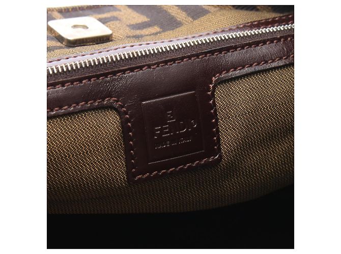 Borsa Tote Fendi Zucca Marrone e Nera Pelle e Tela Nero - vista 4