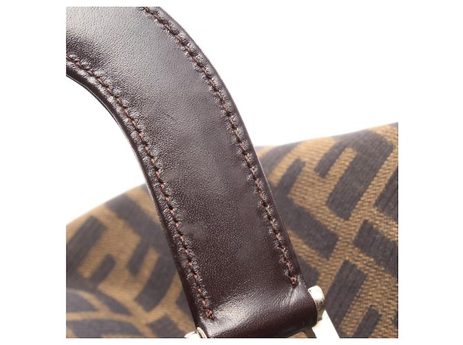 Borsa Tote Fendi Zucca Marrone e Nera Pelle e Tela Nero - vista 5