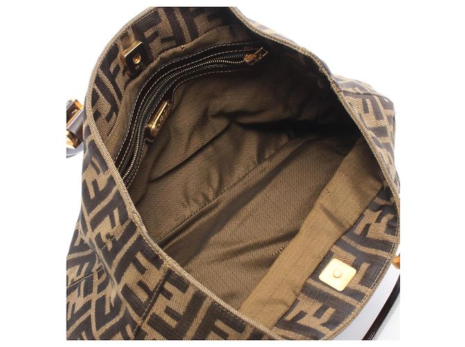 Borsa Fendi Zucca Marrone e Nera in Pelle e Tela Nero - vista 3