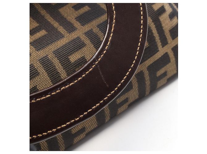 Borsa Fendi Zucca Marrone e Nera in Pelle e Tela Nero - vista 5