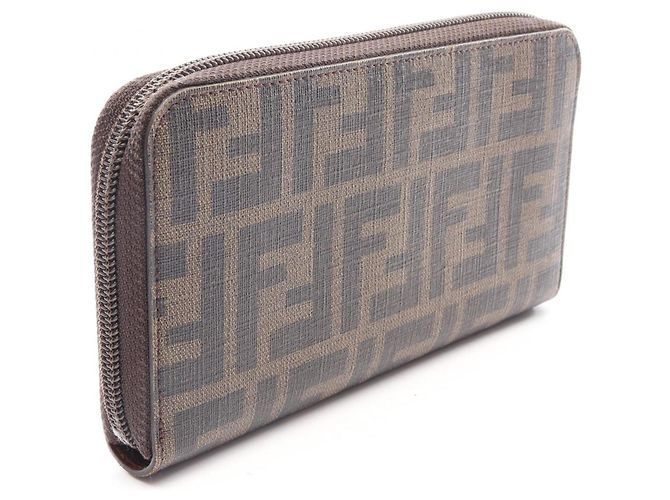 Fendi Zucca Round Long Wallet Brown Black - view 2