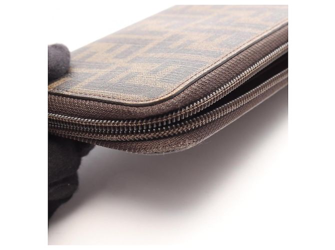 Fendi Zucca Round Long Wallet Brown Black - view 7