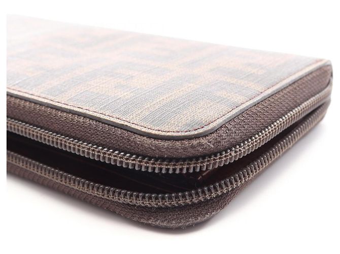 Fendi Zucca Round Long Wallet Brown Black - view 8