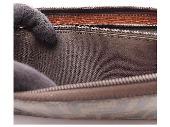 Fendi Zucca Round Long Wallet Brown Black - view 9