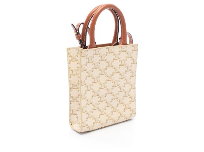 Céline Bolso Celine Mini Vertical Cabas Triomphe Castaño Crudo - vista 2