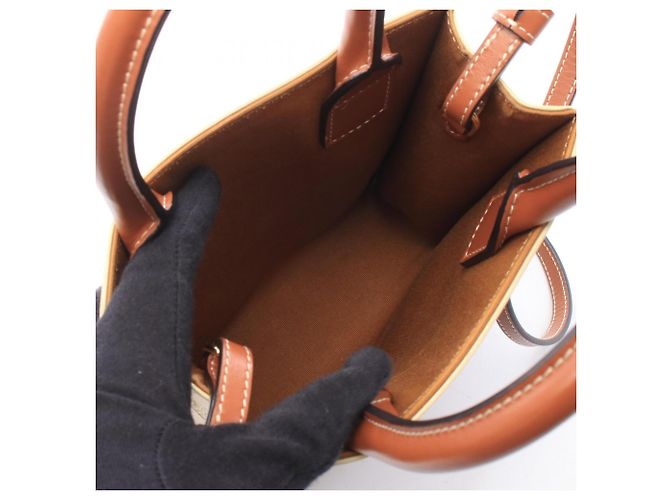 Céline Bolso Celine Mini Vertical Cabas Triomphe Castaño Crudo - vista 3