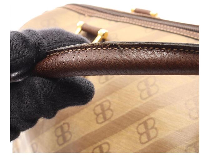Borsa Tote Balenciaga BB Monogram Marrone Beige - vista 9