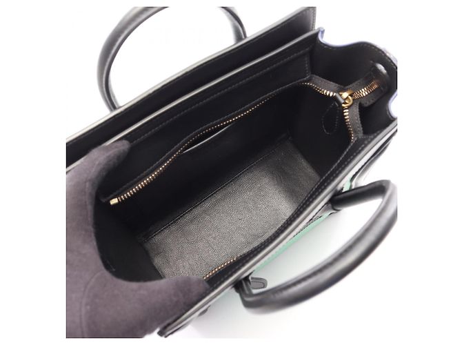 Céline Sac à main Celine Luggage Nano Shopper Noir Bleu Vert - vue 3