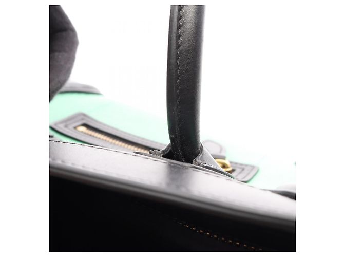Céline Sac à main Celine Luggage Nano Shopper Noir Bleu Vert - vue 6
