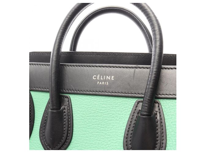 Céline Sac à main Celine Luggage Nano Shopper Noir Bleu Vert - vue 8