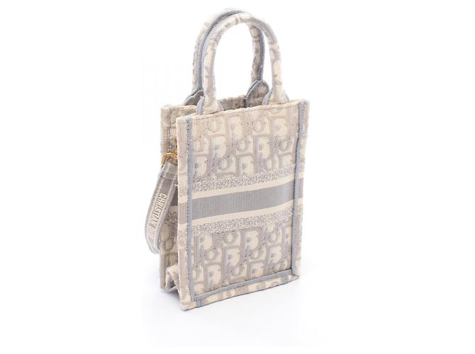 Borsa Verticale Christian Dior Dior BOOK TOTE Marrone Bianco - vista 2