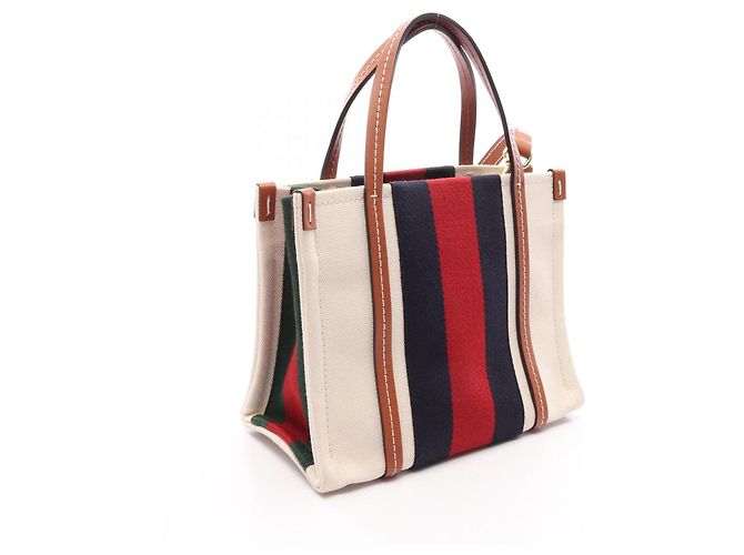 Bolso Tote Mini 2-Way Gucci Interlocking G Castaño Blanco Multicolor - vista 2