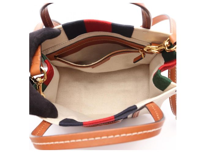 Bolso Tote Mini 2-Way Gucci Interlocking G Castaño Blanco Multicolor - vista 3
