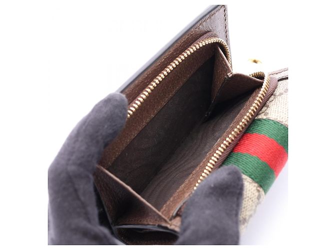 Cartera tri-fold Gucci Ophidia GG Supreme Castaño Multicolor Beige - vista 4