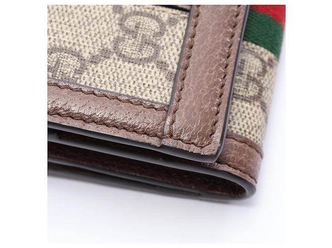 Cartera tri-fold Gucci Ophidia GG Supreme Castaño Multicolor Beige - vista 7