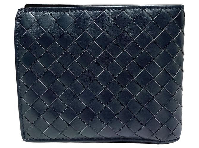 Cartera bi-fold Intrecciato Bottega Veneta Azul marino - vista 2