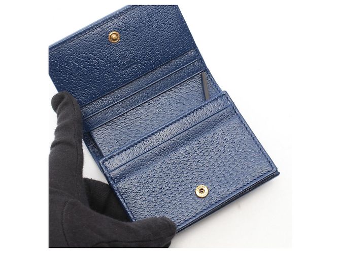 Cartera bi-fold Gucci Double G Bamboo Azul marino - vista 3
