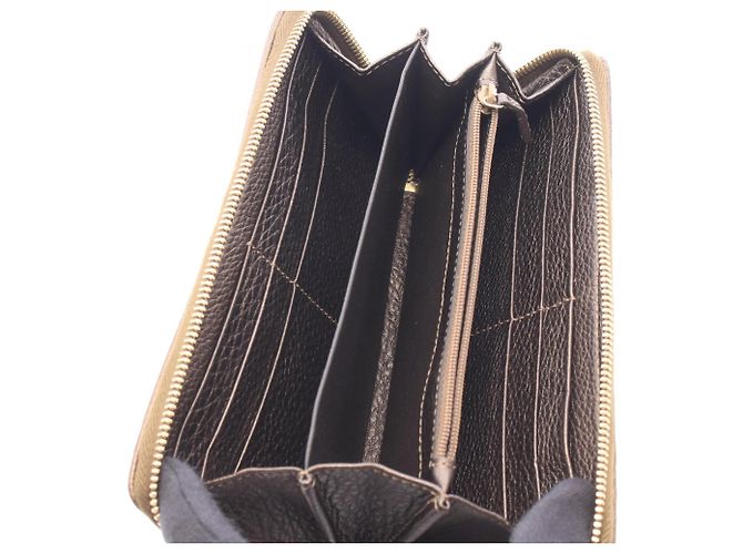 Cartera larga redonda Gucci Diamante Bamboo Castaño Beige - vista 3