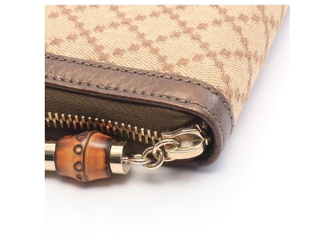 Cartera larga redonda Gucci Diamante Bamboo Castaño Beige - vista 5