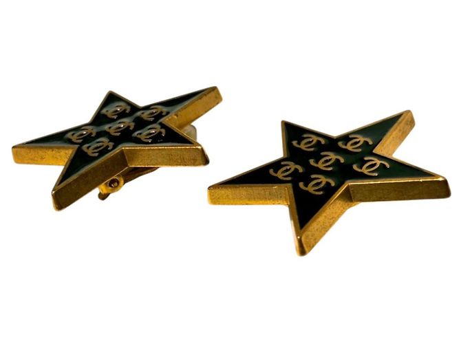 Orecchini Chanel Coco Mark Star Nero D'oro - vista 9