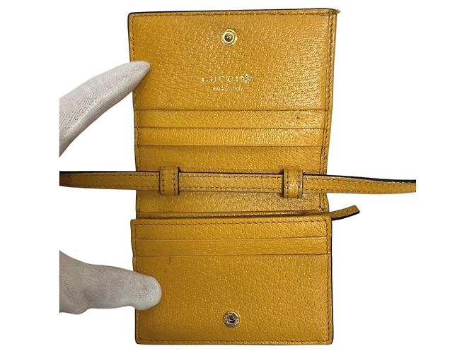 Cartera bi-fold Gucci Horsebit de cuero amarillo - vista 3