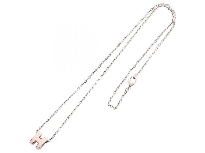 Hermès Hermes Mini Pop H Halskette Silber Pink - Ansicht 2