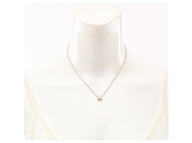 Hermès Hermes Mini Pop H Halskette Silber Pink - Ansicht 5